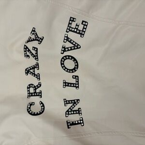 12th Tribe Cream Studded 'CRAZY IN LOVE' Leather Jacket